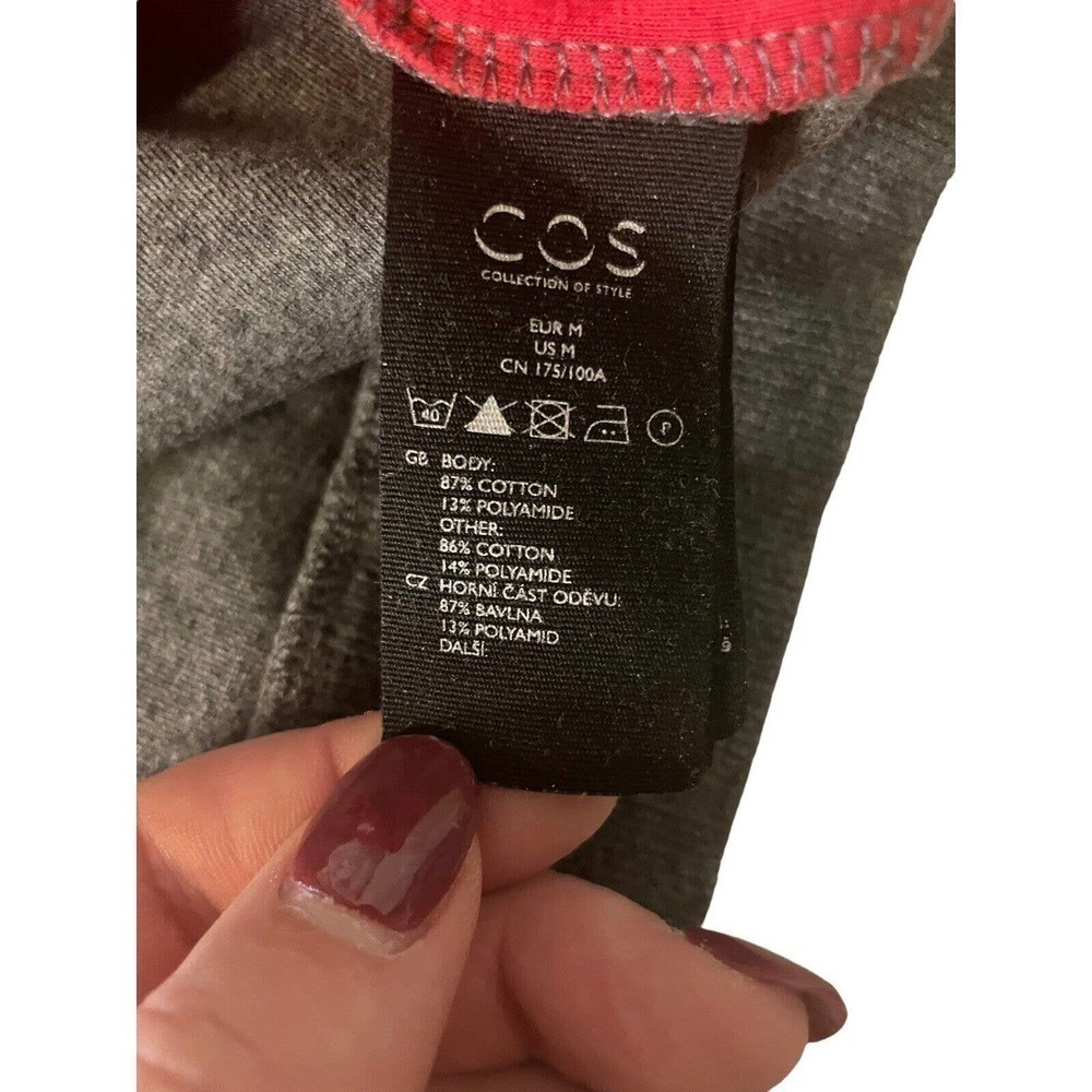 COS Men’s Colorblock Sweatshirt Red Gray Pullover Size Medium - Picture 6 of 9